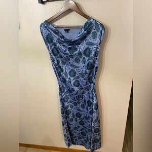 Ann Taylor Blue Sheath Dress Sleeveless Cowl Neck